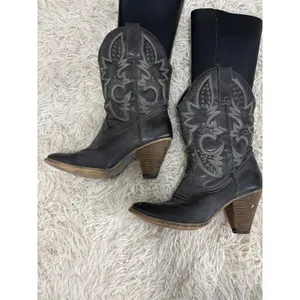 Volatile Women Black Leather Western Cowboy Boots Size 8.5 Denver Heel‎ thumbnail 2