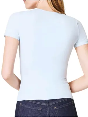 SPANX NWT Size S Light Sky Blue Smoothing Jersey Short Sleeve Crewneck T-Shirt thumbnail 3