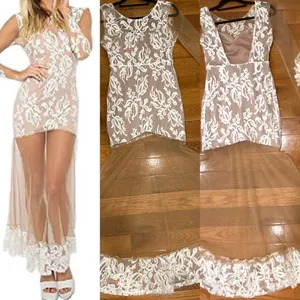 Love Triangle PURE GLAMOUR Nude&White Lace backless Formal maxi Dress-Size Small thumbnail 3