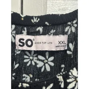 SO Floral Black/Cream Floral Smocked Back Midi Dress Size 2XL Pockets thumbnail 3