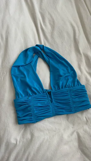 ZARA Crop Top Blue thumbnail 3
