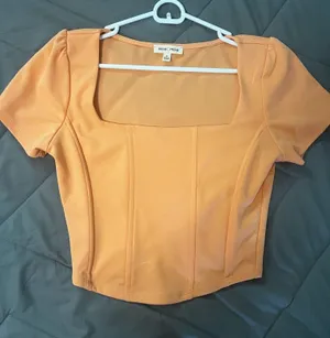 Moa Moa Orange Square Neck Top thumbnail 1