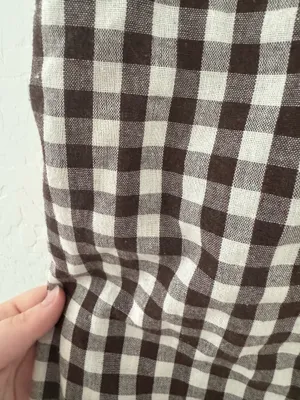 100% cotton brown and white gingham wide leg pants thumbnail 3