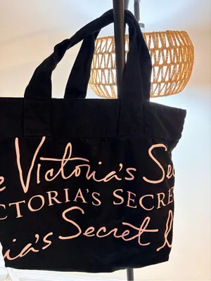 PINK Victoria's Secret Black Tote with Pink Script thumbnail 1