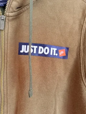 Nike Just Do It Full Zip Hoodie Olive Brown Size S thumbnail 2