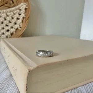 925 Channel Set Pave Silver Diamond Ring Vintage “Liene” Round Band Classic Mens Jewelry thumbnail 3