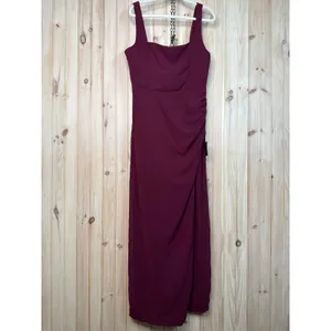 NWT Lulus Glamorous Disposition Burgundy Ruched Maxi Dress Bridesmaid Gala Sz XL thumbnail 3