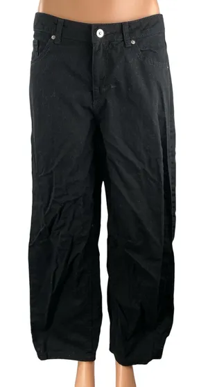 H&M Women's Black High Waisted Wide Leg Baggy Y2k Relaxed Denim Jeans Size 6 thumbnail 1
