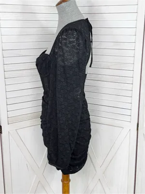 Edit‎ by Nine Lace Corset Top Ruched Mini Dress Black Medium Gothic Coquette Y2K thumbnail 3