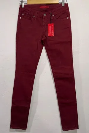 NEW GJG Denin Maroon Skinny Jeans Size 5 thumbnail 1