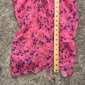 Majorelle Elaine Floral Midi Dress Women Size M Pink Excellent Ruched Ruffle Hem thumbnail 6