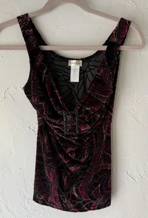 Arianne Tank Top Y2k Goth Small‎ Purple Black Velvet Buckle Whimsigoth Witchy thumbnail 1