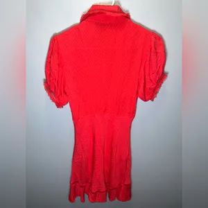 Free People Women's Cherry Crush Warm Glow Mini Dress w/ Ruffle Lace Trim Medium thumbnail 3
