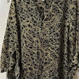 Michael Kors blouse gold chain with MK logo sz L thumbnail 1