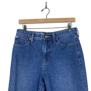 J.Crew Full Length Demi Boot Solid Jeans Blue Raw Hem High Rise Size 28 thumbnail 2