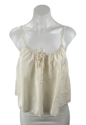 J.Crew Women's Cream Sleeveless Tie Scoop Cami Camisole Cropped Tank Top Size M thumbnail 1