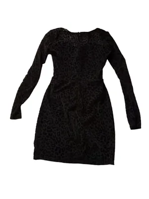 Meshki Black Leopard Print Seara Devorah Mini Bodysuit Dress Size Small thumbnail 9