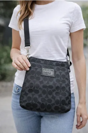 Coach Black Signature Crossbody with Jacquard Logo Patch thumbnail 1