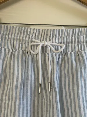 Women’s Quince 100% European Linen Wide Leg Pants Sky Blue Mariner Stripe Sz S thumbnail 8