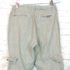 Blank NYC Cargo Pants Womens 27 100% Linen Beige Utility Jogger Pull On Beach thumbnail 8