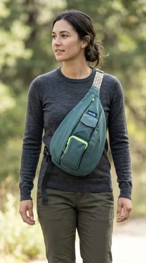 Kavu Rope Bag Canvas Strap Sling Green Crossbody Backpack Travel 4-Pocket Zip thumbnail 1