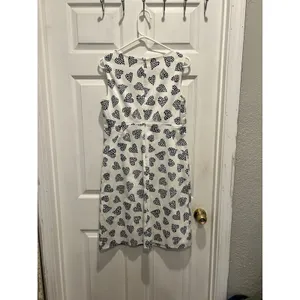 Boden Womens White Navy Blue Heart Print Sleeveless Sheath Dress Size US 8 UK 12 thumbnail 3