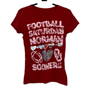 GG The Brand Oklahoma Sooners Football‎ Graphic T-Shirt Womens Medium NWT thumbnail 1