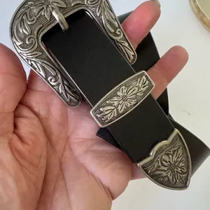 Western Belt Silver Buckle Adjustable Faux Leather Boho Chic Style thumbnail 10