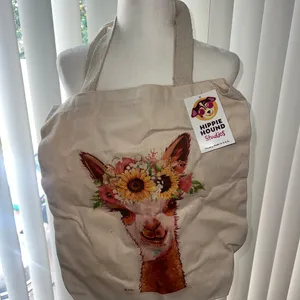 Hippie Hound Studios Sunflower Llama Bag Tote 15" X 14" Artist Lee Keller USA thumbnail 2
