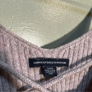 American Eagle‎ Women's Size Small Knit Tank Top Ribbed Beige V-Neck Lace Up thumbnail 6