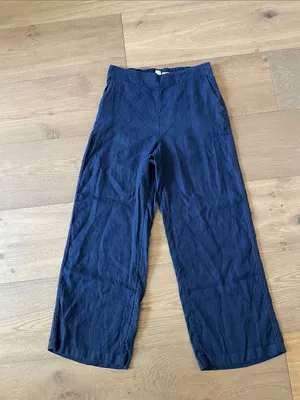 Joie Navy Blue Wide-Leg Pull-On Pants Size Medium 100% Linen thumbnail 2