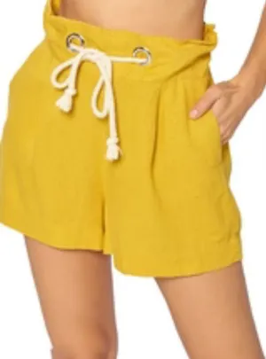 Mango Yellow Women's Shorts with Drawstring thumbnail 1
