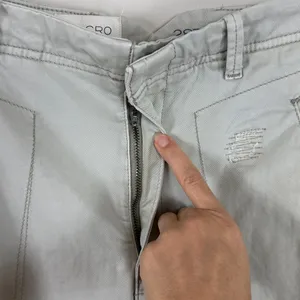 Pilcro Hyphen Patchwork Distressed Barrel‎ Chino Pants in Muted Khaki Sz 28 Tall thumbnail 6