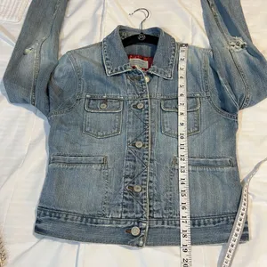 Abercrombie & Fitch Light‎ Wash Denim Jacket Distressed Classic Button Front M thumbnail 6