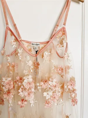 KILO BRAVA • Anthropologie Embroidered Mini Slip Dress sheer nightie nightgown thumbnail 4