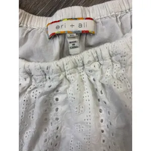 Eri + Ali Anthropologie White Eyelet Off Shoulder Blouse XS Boho Ruffle Top thumbnail 2