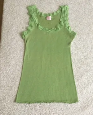 Angels Vintage Y2K Ribbed Lace Green Tank - Sz Medium thumbnail 1