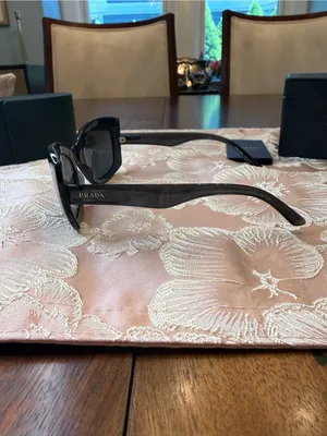 Prada SPR 19M Sunglasses Translucent Black Rectangle Cat Eye Made in Italy thumbnail 5