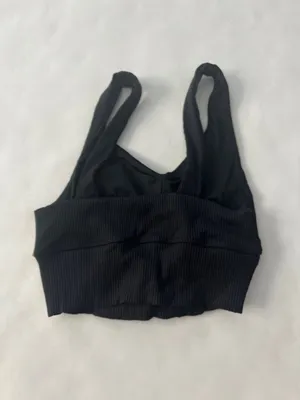 CARBON38 Twisted Ribbed Longline Sports Bra Black White Small $78 thumbnail 4