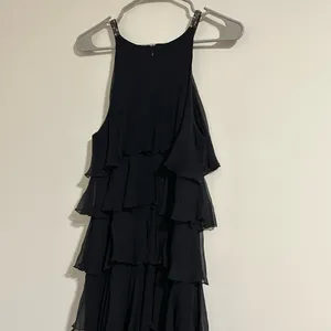 BCBGMAXAZRIA vintage 90s tulle tiered ruffle black dress with sequin strap Y2K thumbnail 2