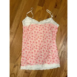 VTG Aeropostale L Pink Floral Camisole Top Lace Trim Y2K‎ Fairy Slip Dainty thumbnail 2