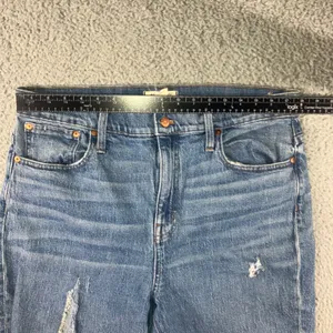 Madewell High Rise Slim Boyjean Women 32‎ Distressed Raw Hem Crop Medium Wash thumbnail 3