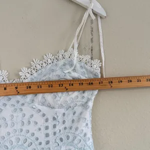 Avec Les Filles Eyelet Lace Midi Dress Size 12 Light Blue/White Cotton thumbnail 10