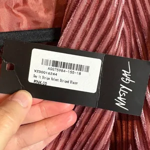 NWT Nast Gal Say It Stripe Velvet Striped Blazer thumbnail 5