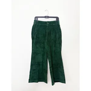 Pact Organic Cotton Corduroy Wide Leg Cropped Pants Size Small Green thumbnail 4