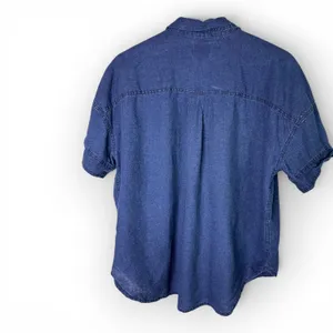 J. Crew Indigo Linen Cotton Short Sleeve Button Up Shirt Womens Small H6504 thumbnail 2