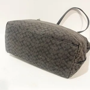 COACH #79579 Signature Taylor Tote Black &‎ Gray Jaquard with Leather Trim thumbnail 8