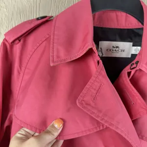 Coach Short Trench Coat Womens Medium Pink Double Breasted Belted Quiet Luxury thumbnail 6