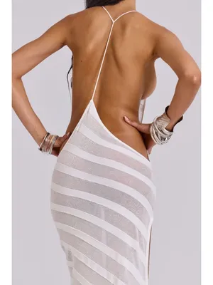 Jaded London Knit Maxi Dress in White Noir Small New Womens Long thumbnail 15