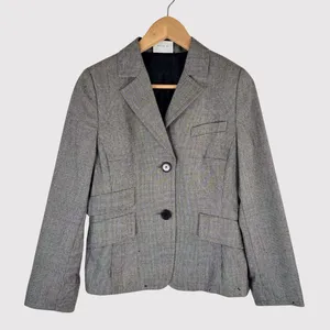 Akris Punto Women Blazer Gray Two Button Plaid Suit Jacket Notched Office Size 6 thumbnail 1